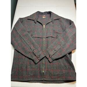 Johnson Wool Mill Plaid Talon Zipper Full Zip Hunting Outdoors Jacket Size 16